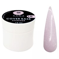 Изображение  Base camouflage SAGA Cover Base Shimmer №10 lilac-pink with shimmer, 15 ml, Volume (ml, g): 15, Color No.: 10
