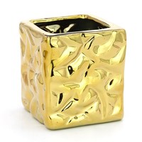 Зображення  Контейнер склянку керамічний квадрат Lilly Beaute золото камінь