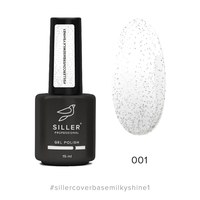 Зображення  Siller Cover Base Milky Shine №1 молочна камуфлююча база c сріблястим блиском для нігтів, 15 мл, Об'єм (мл, г): 15, Цвет №: 1