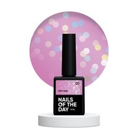 Изображение  Base with holographic hexagons Nails of the Day Party Base 01 neon purple, 10 ml, Volume (ml, g): 10, Color No.: 1