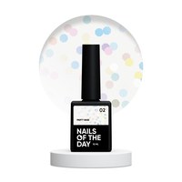Изображение  Base with holographic hexagons Nails of the Day Party Base 02 milky, 10 ml, Volume (ml, g): 10, Color No.: 2