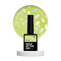 Изображение  Base with holographic hexagons Nails of the Day Party Base 04 neon lemon green, 10 ml, Volume (ml, g): 10, Color No.: 4