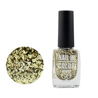 Изображение  Nail polish Go Active Nail in Color 027 light golden glitters and confetti on a transparent basis, 10 ml, Volume (ml, g): 10, Color No.: 27