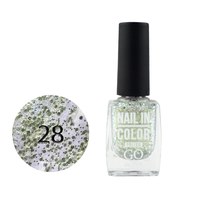 Изображение  Nail polish Go Active Nail in Color 028 golden green with silver sparkles and confetti, 10 ml, Volume (ml, g): 10, Color No.: 28