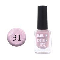 Изображение  Лак для ногтей Go Active Nail in Color 031 прозрачный пастельно-розовый с золотистой слюдой, 10 мл, Объем (мл, г): 10, Цвет №: 031