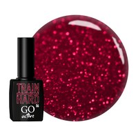 Изображение  Gel polish GO Active 006 Train Hard burgundy, with red sparkles, dense, 10 ml, Volume (ml, g): 10, Color No.: 6
