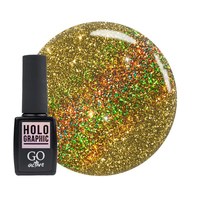 Изображение  Gel polish GO Active Holographic 07 ash green with holographic shimmers, 10 ml