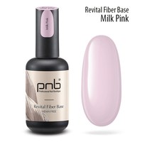 Зображення  Відновлююча база з нейлоновими волокнами PNB Revital Fiber Base 17 мл, Milk Pink, Об'єм (мл, г): 17, Цвет №: MilkPink