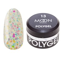 Изображение  Moon Full Poly Gel №13 Pearl confetti with potal, 15 ml, Volume (ml, g): 15, Options: 13