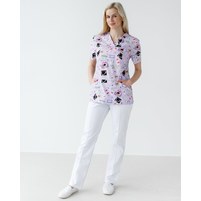 Изображение  Medical suit with print for women Topaz Laboratory white s. 40, "WHITE ROBE" 137-324-775, Size: 40, Color: laboratory white