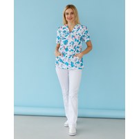 Изображение  Medical suit with print for women Topaz Teeth smile s. 42, "WHITE ROBE" 138-324-626, Size: 42, Color: teeth smile