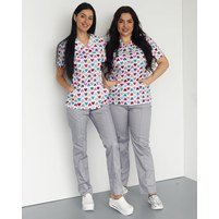 Изображение  Medical suit with print women's Topaz Hearts gray s. 40, "WHITE ROBE" 138-328-555, Size: 40, Color: hearts gray