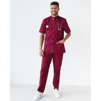 Изображение  Medical suit for men London Marsala-champagne s. 46, "WHITE ROBE" 133-355-679, Size: 46, Color: marsala champagne