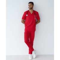 Изображение  Medical suit for men Marseille red s. 48, "WHITE ROBE" 353-339-708, Size: 48, Color: red