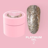 Изображение  Гель с блестками для ногтей LUNAMoon Platinum Gel №2, 5 мл, Объем (мл, г): 5, Вариант: 02, Цвет: Золотистый