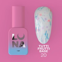 Изображение  Камуфлирующая база для гель-лака LUNAMoon Tutti Frutti Base №20, 13 мл, Объем (мл, г): 13, Вариант: 20, Цвет: Молочный