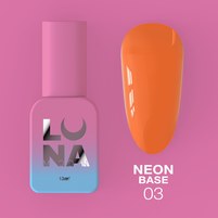 Изображение  Камуфлирующая база для гель-лака LUNAMoon Neon base №3, 13 мл, Объем (мл, г): 13, Вариант: 03, Цвет: Оранжевый