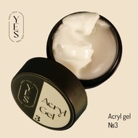 Зображення  Гель для нарощування нігтів YES Acrylgel №03, 15 мл , Об'єм (мл, г): 15, Варіант: 03, Колір: Молочний