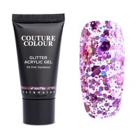 Изображение  Акрил-гель Couture Colour Acrylic Gel Glitter №05 Pink Opulence прозрачный с крупными розовыми блестками, 30 мл, Объем (мл, г): 30, Вариант: 05