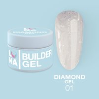 Изображение  Гель для наращивания ногтей с блестками LUNAMoon Diamond Gel №01, 15 мл, Объем (мл, г): 15, Вариант: 01