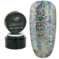 Зображення  Гліттер - гель для дизайну нігтів Lilly Beaute Aurora Platinum Gel 7 г — № 006