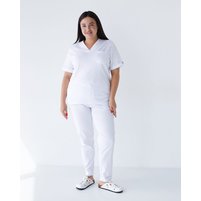 Зображення  Медичний костюм жіночий Марсель білий +SIZE р. 60, "БІЛИЙ ХАЛАТ" 499-324-708, Розмір: 60, Колір: білий