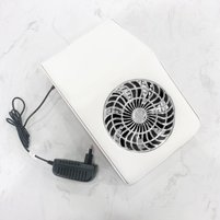Изображение  Настольная маникюрная вытяжка мягкая с эко-кожи с регулятором - 801, 80 Вт. Серебро