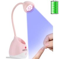 Изображение  UV/LED лампа для сушки гель лака YC-05, 36 Вт. (с аккумулятором и на ЮСБ, работает от power bank) Розовый