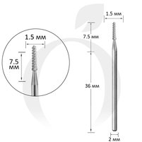 Изображение  Фреза твердосплавная Titan Steel Component Bit 12 цилиндр закругленный 1.5/7.5 мм