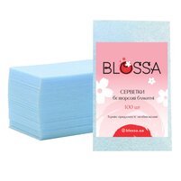 Изображение  Салфетки безворсовые Blossa для снятия липкого слоя 100 шт, голубые