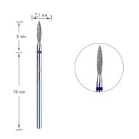 Изображение  Фреза алмазная Touch 021 H0210D-M пламя острое синее 2.1/8 мм