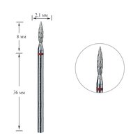 Изображение  Фреза алмазная Touch 021 H0210SD-F торнадо пламя острое красное 2.1/8 мм