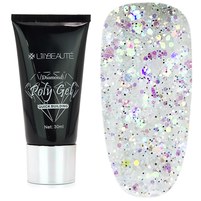 Изображение  Полигель Lilly Beaute Diamond Poly Gel 30 мл, №01 голограммные блестки