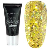 Изображение  Полигель Lilly Beaute Diamond Poly Gel 30 мл, №05 золотые голограммные блестки