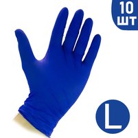 Изображение  Перчатки нитриловые синие 10 шт L, Размер перчаток: L