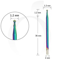 Изображение  Colored diamond ball cutter, diameter 1.2 mm, Head diameter (mm): 44958