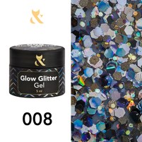 Зображення  Глітерний гель F.O.X Glow Glitter Gel 5 мл № 008, Об'єм (мл, г): 5, Варіант: 008
