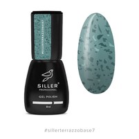 Изображение  Камуфлирующая база для ногтей Siller Terrazzo Base 8 мл, № 7 бирюзовая с белой поталью, Объем (мл, г): 8, Вариант: 007