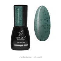 Изображение  Камуфлирующая база для ногтей Siller Terrazzo Base 8 мл, № 8 зеленая с черной поталью, Объем (мл, г): 8, Вариант: 008