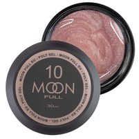 Изображение  Moon Full Poly Gel №10 полигель для наращивания ногтей Сочно-розовый с шиммером, 30 мл, Объем (мл, г): 30, Вариант: 10
