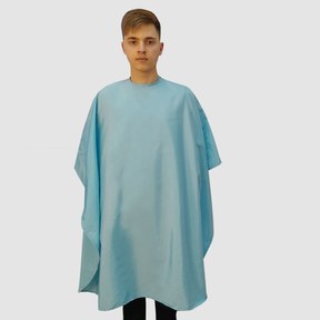 Изображение  Hairdressing cape light blue (Velcro) waterproof Nibano 4900.AB