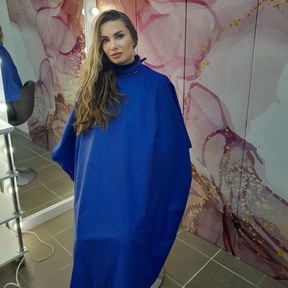 Изображение 2 Hairdressing cape blue (Velcro) waterproof Nibano 4900.RB