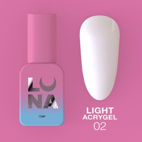 Зображення  Рідкий гель моделюючий для нігтів LUNAMoon Light Acrygel №2, 13 мл, Об'єм (мл, г): 13, Колір: 02, Колір: Білий