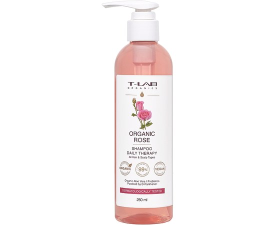 Изображение  Шампунь для ежедневного ухода за любым типом волос T-Lab Professional Organics Organic Rose Shampoo 250 мл
