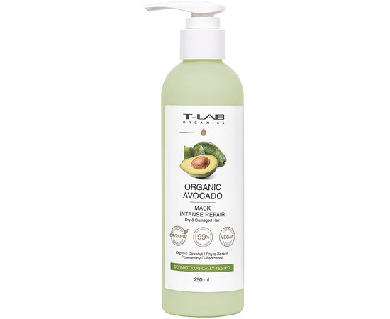 Зображення  Маска для сухого та пошкодженого волосся T-Lab Professional Organics Organic Avocado Mask 250 мл