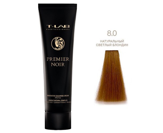 Зображення  Крем-фарба для волосся T-LAB Professional Premier Noir Innovative Colouring Cream 100 мл, № 8.0, Об'єм (мл, г): 100, Цвет №: 8.0