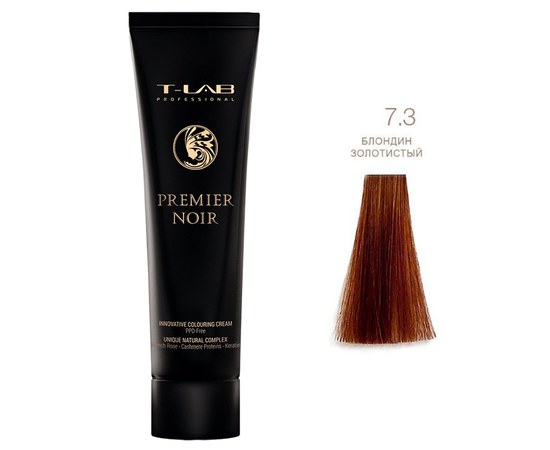 Изображение  Крем-краска для волос T-LAB Professional Premier Noir Innovative Colouring Cream 100 мл, № 7.3, Объем (мл, г): 100, Цвет №: 7.3