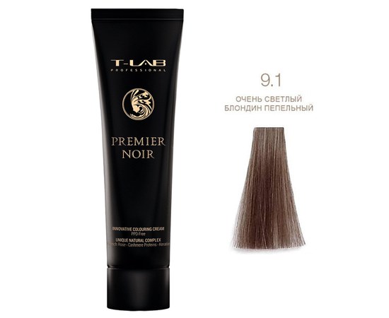 Зображення  Крем-фарба для волосся T-LAB Professional Premier Noir Innovative Colouring Cream 100 мл, № 9.1, Об'єм (мл, г): 100, Цвет №: 9.1