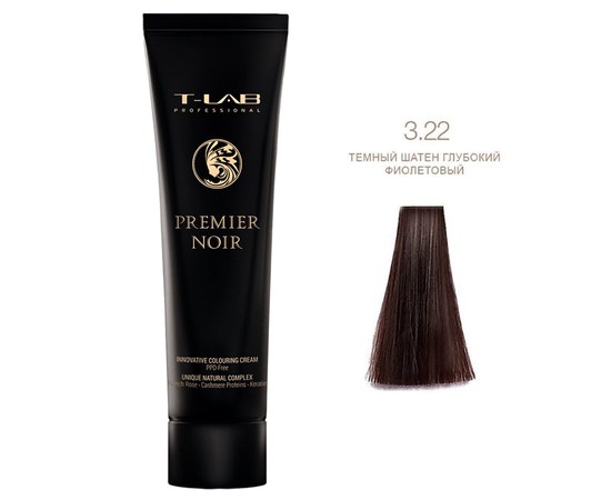 Изображение  Крем-краска для волос T-LAB Professional Premier Noir Innovative Colouring Cream 100 мл, № 3.22, Объем (мл, г): 100, Цвет №: 3.22