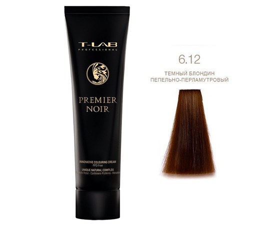 Изображение  Крем-краска для волос T-LAB Professional Premier Noir Innovative Colouring Cream 100 мл, № 6.12, Объем (мл, г): 100, Цвет №: 6.12